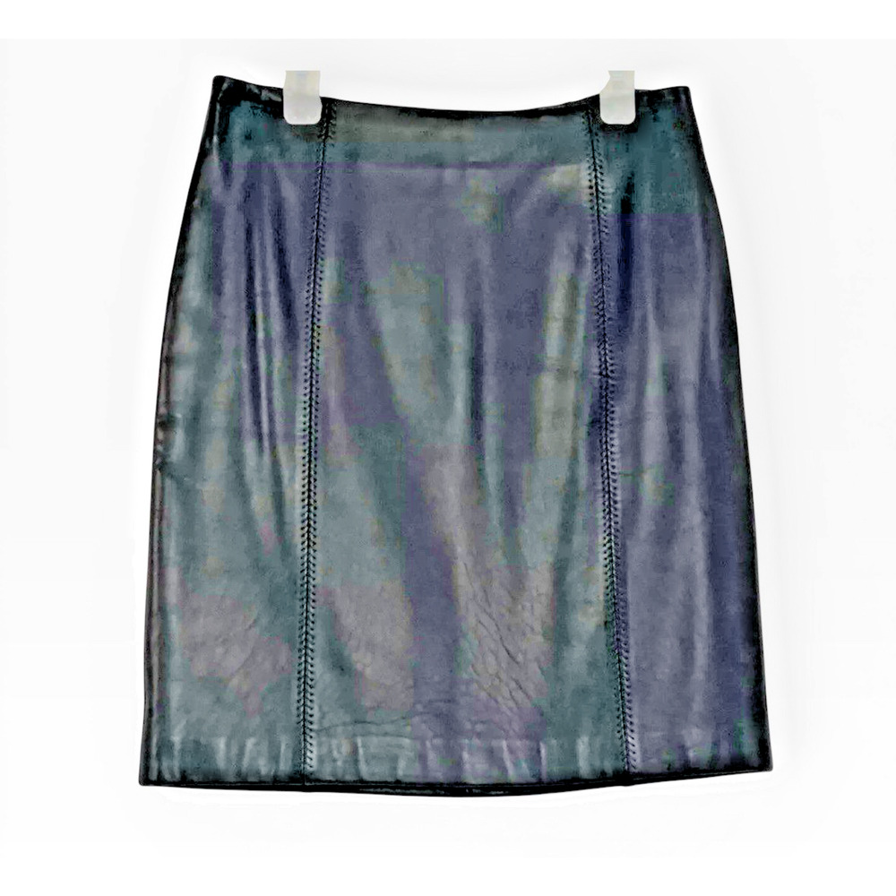 Vintage 90s Petite Sophisticate Womens 2 Straight Black Authentic Leather Skirt